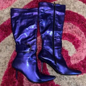Metallic Purple Stiletto knee high Boots